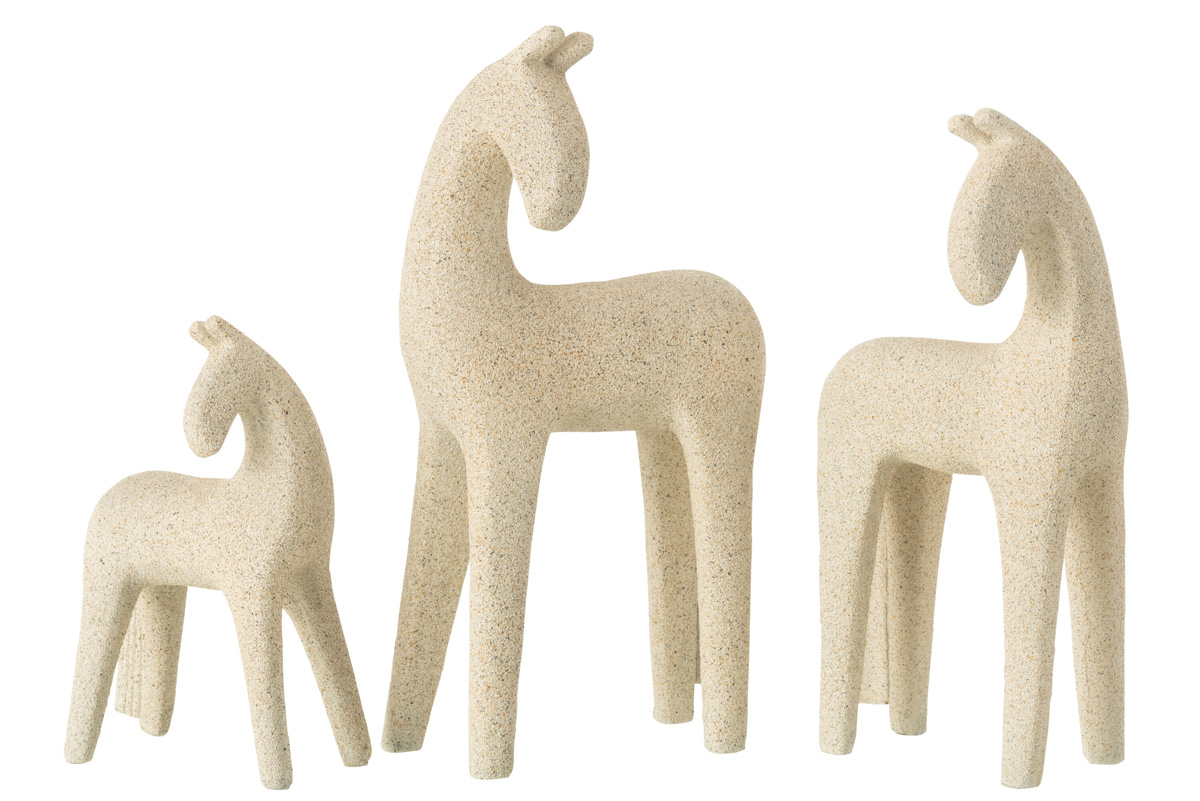 Set-3-chevaux-resine-plastique-beige-Jolipa