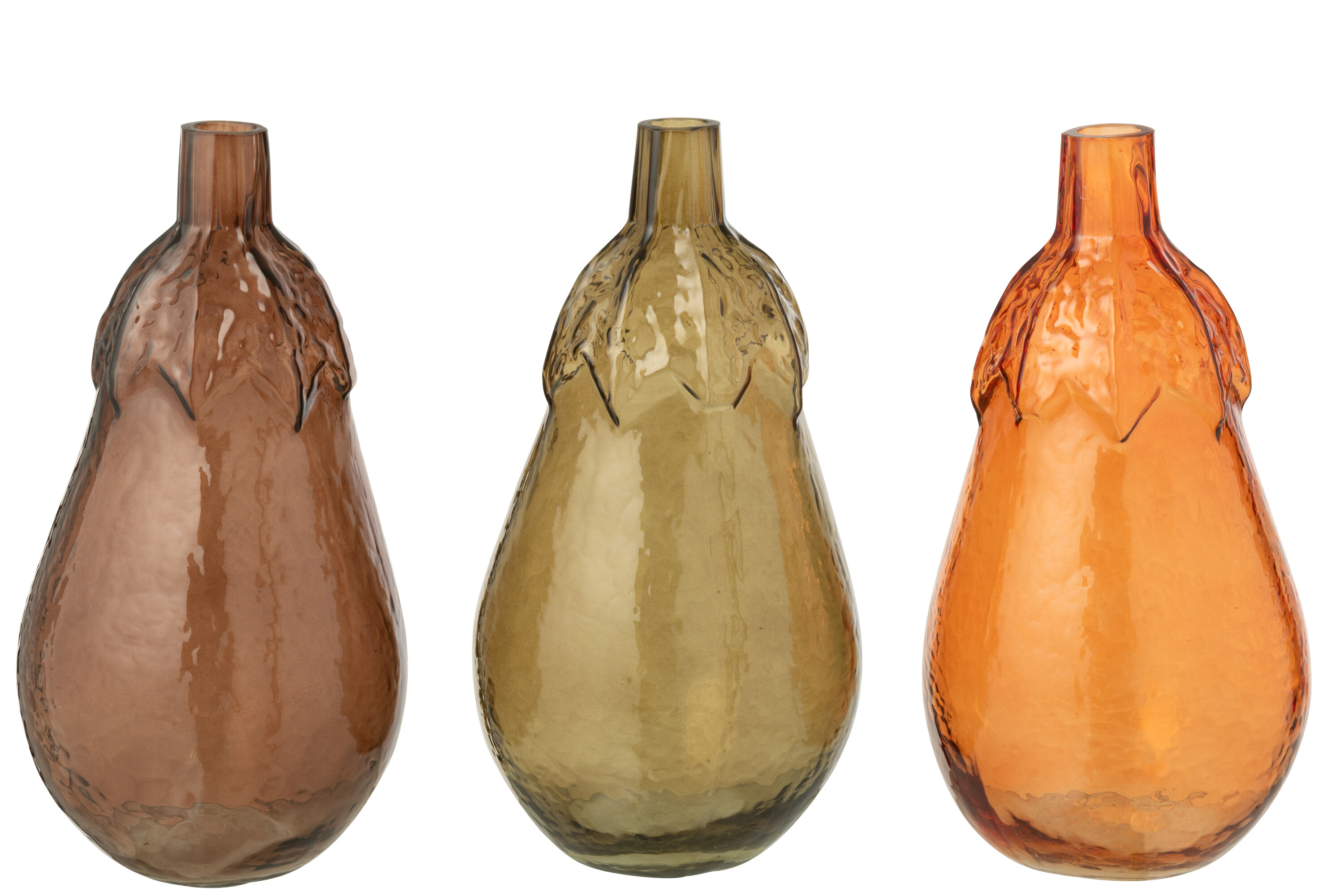 Set-3-vases-Feuille-verre-cognac-vert-olive-58124-Jolipa
