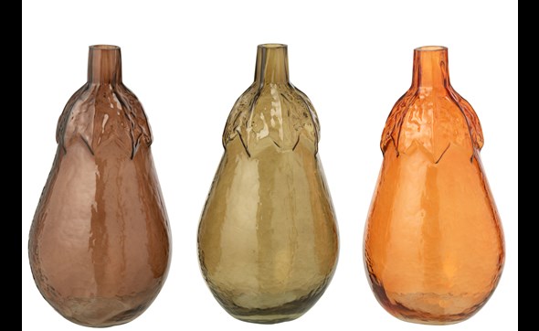Set-3-vases-Feuille-verre-cognac-vert-olive-58124-Jolipa