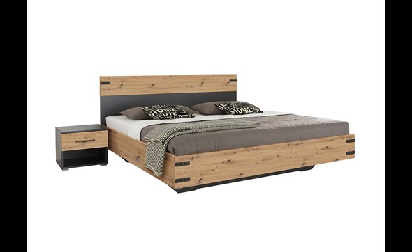 Set-lit-2-personnes-2-chevets-Nevada-decor-chene-artisan-Rauch