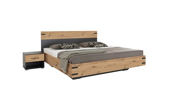 Set-lit-2-personnes-2-chevets-Nevada-decor-chene-artisan-Rauch
