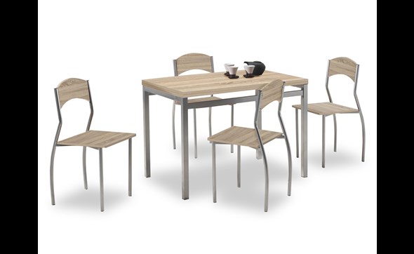 Set-table-4-chaises-Primo-5010-decor-chene-110cm-Rousseau