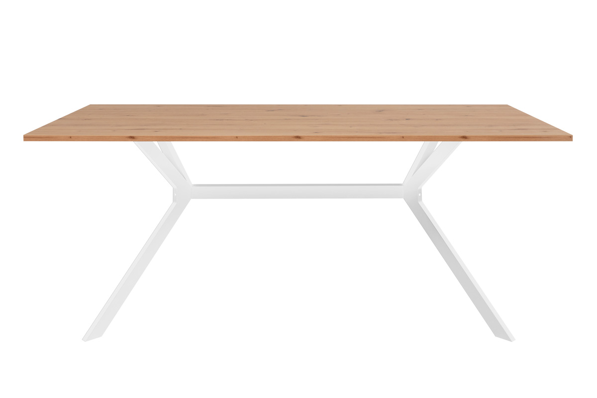 Table-Onex-81A-decor-chene-artisan-pieds-blanc-front-Finori