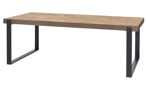 Table-T23UM80-decor-bois-orange-teck-pieds-metal-blanc-K028-K660-226cm-Meubar