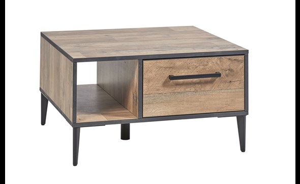 Table-appoint-1-tiroir-1-niche-Perugia-decor-brun-clair-noir-mat-K632-HT1-74cm-Evan