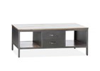 Table-de-salon-2-tiroirs-2-niches-Maya-metal-fer-manguier-121cm-Maxfurn