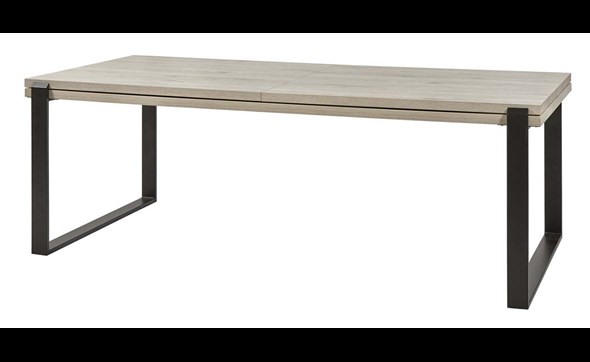 Table-extensible-T23UME-decor-bois-chene-millenium-gris-pieds-metal-noir-K028-K540-226cm-Meubar