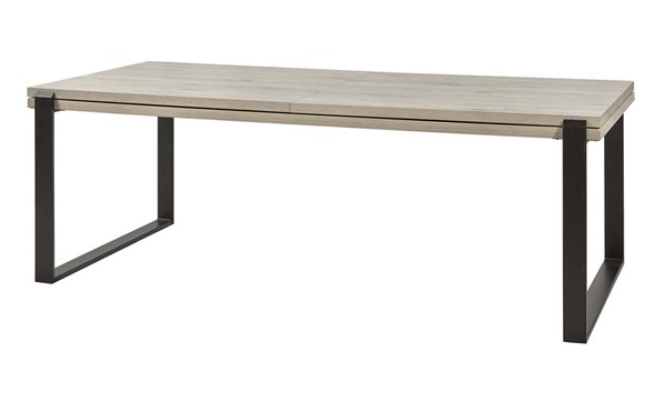 Table-extensible-T23UME-decor-bois-chene-millenium-gris-pieds-metal-noir-K028-K540-226cm-Meubar