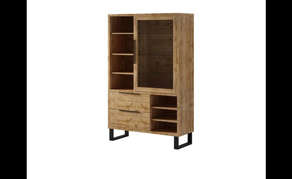 Vitrine-1-porte-2-tiroirs-Halle-13-decor-chene-wotan-120cm-Helvetia