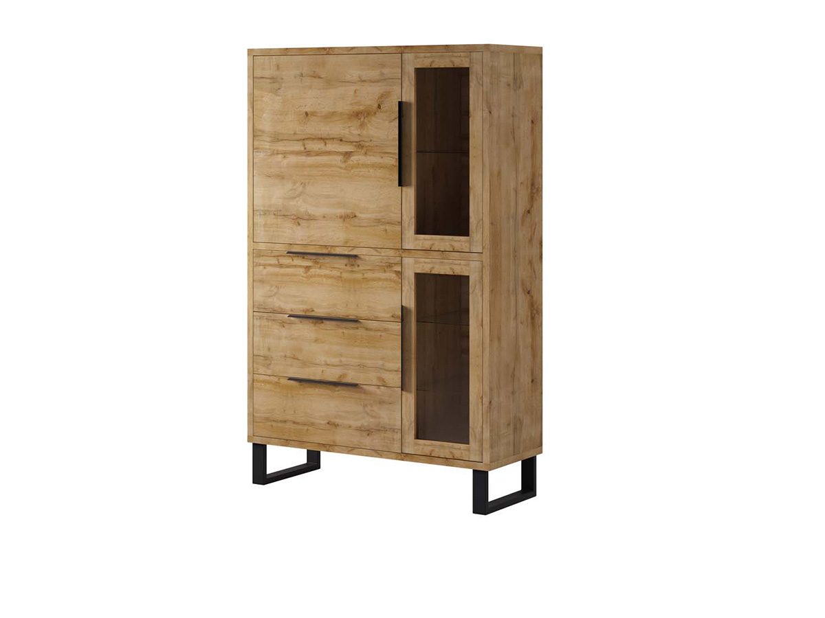 Vitrine-3-portes-3-tiroirs-Halle-12-decor-chene-wotan-120cm-Helvetia