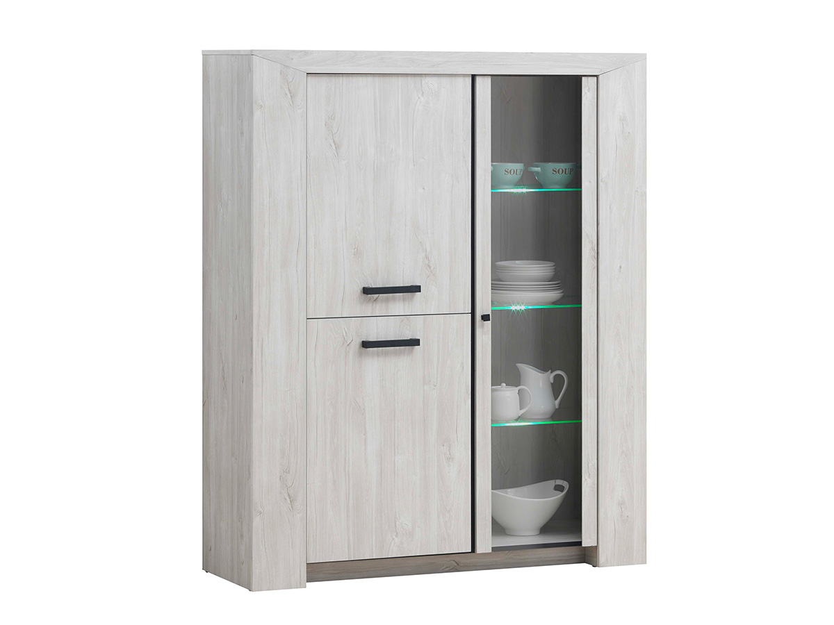 Vitrine-3-portes-Elvis-decor-bois-chene-blanc-133cm-Oosterlynck