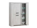 Vitrine-3-portes-Elvis-decor-bois-chene-blanc-133cm-Oosterlynck