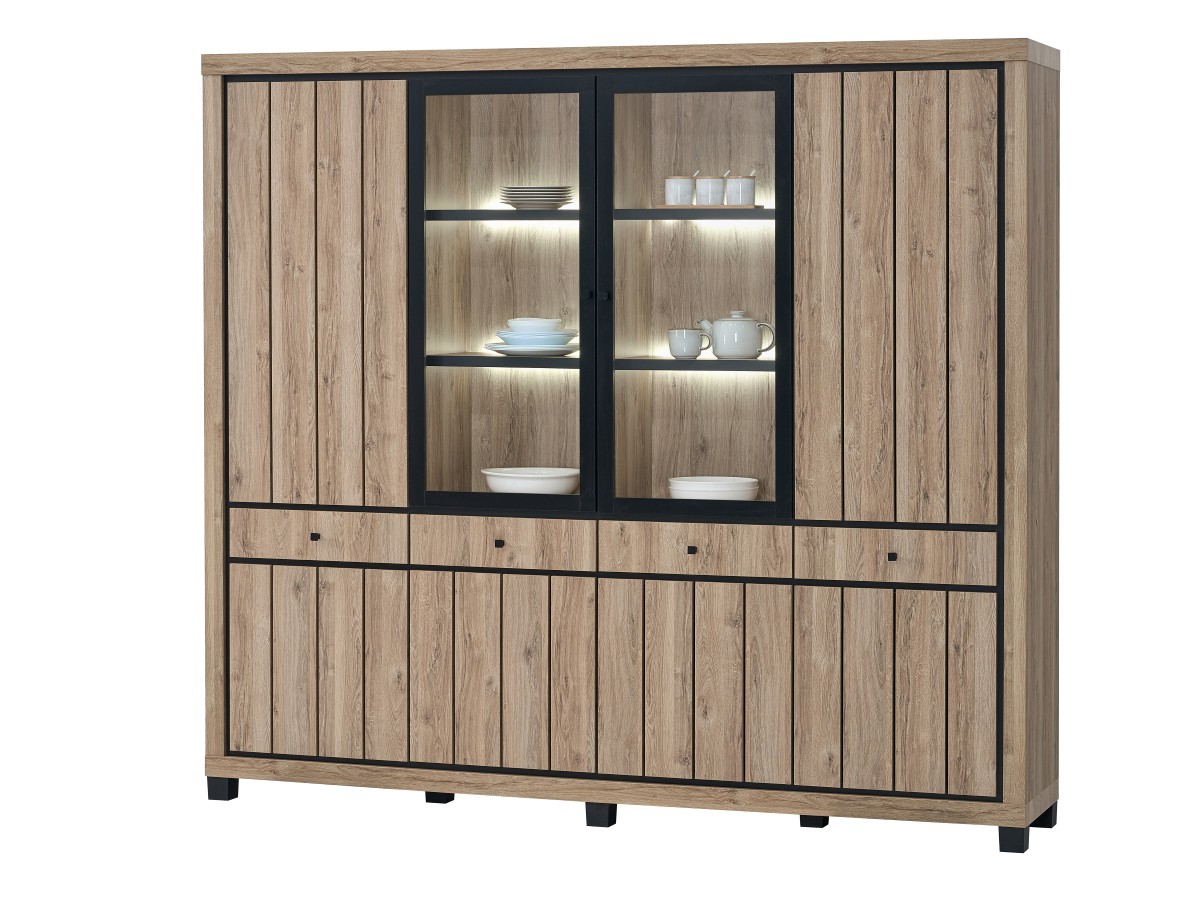 Vitrine-4 portes-Eduard-BC70156-LED455-Summer oak-01-Oosterlynck