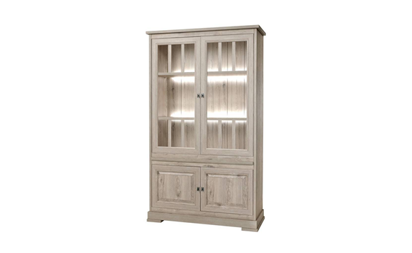 Vitrine-4-portes-Kent-decor-bois-chene-millenium-gris-clair-K540-V6-126cm-Meubar