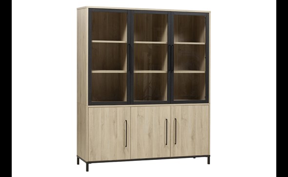 Vitrine-6-portes-Bridge-decor-fresh-oak-old-piano-166cm-Maxfurn