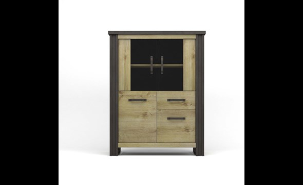 Vitrine-Baxter-decor-bois-chene-brun-119cm-N°40-front-Sciae