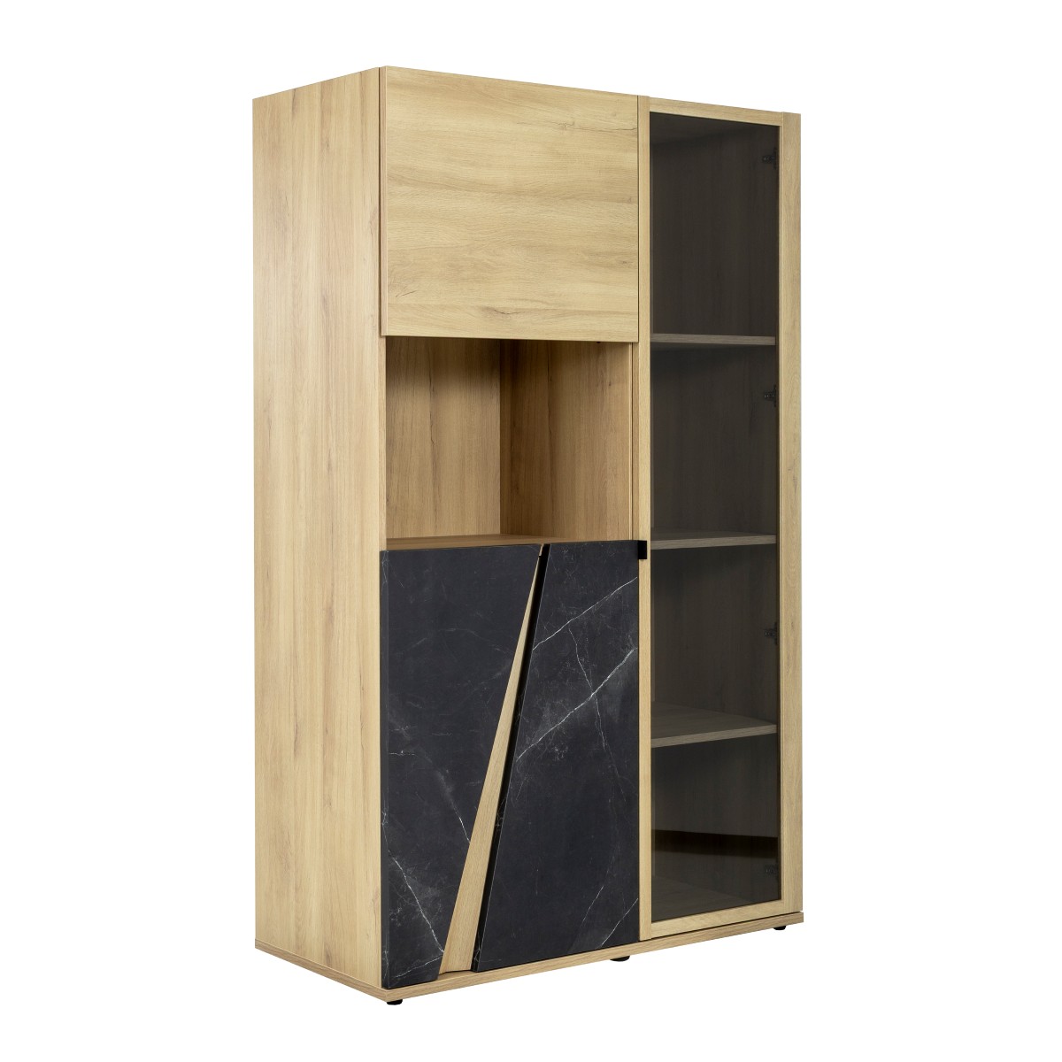Vitrine-Elencia-1J3S250-Chene-Imitation-marbre-noir-01-Gautier
