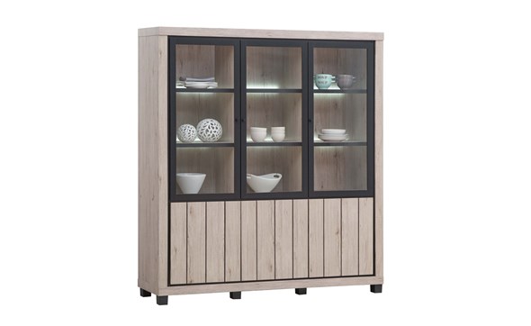 Vitrine-Eureka-decor-bois-chene-190cm-Oosterlynck