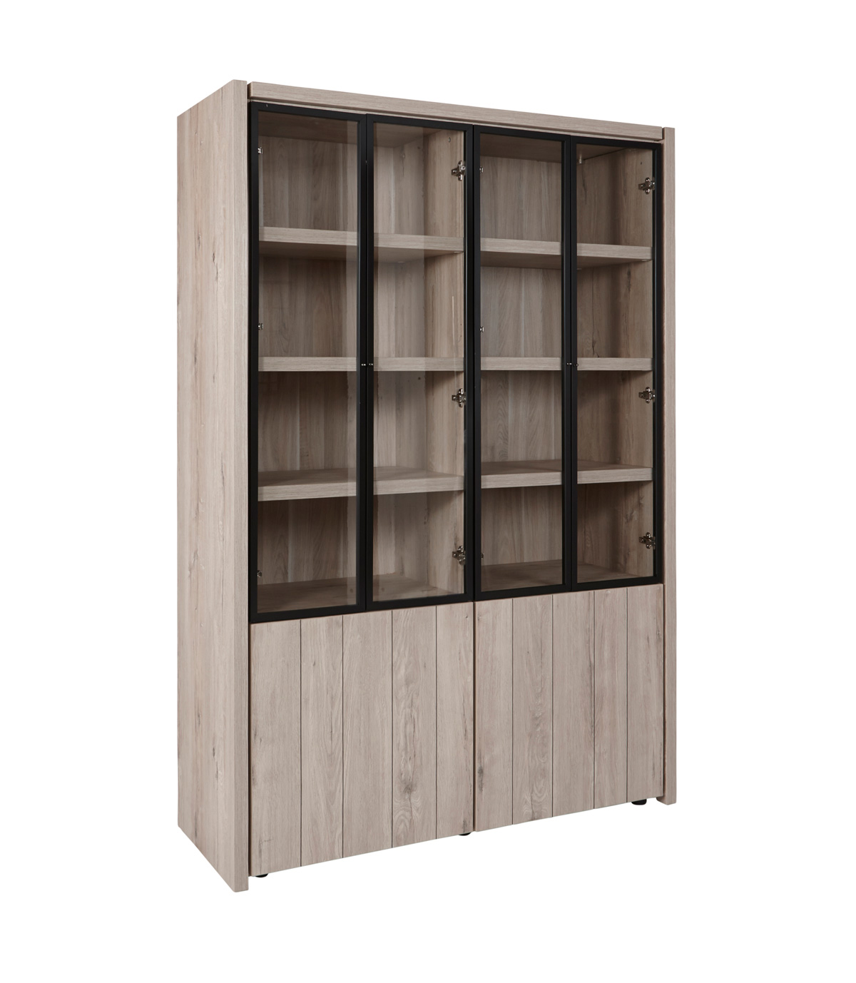 Vitrine-Lucca-V1-chene-millenium-gris-clair-noir-side-Evan