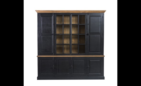 Vitrine-Melinda-104-old-black-teak-veneer-235cm-Lee-Lewis