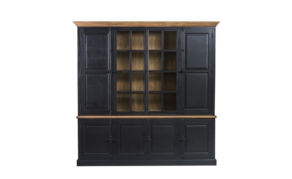 Vitrine-Melinda-104-old-black-teak-veneer-235cm-Lee-Lewis