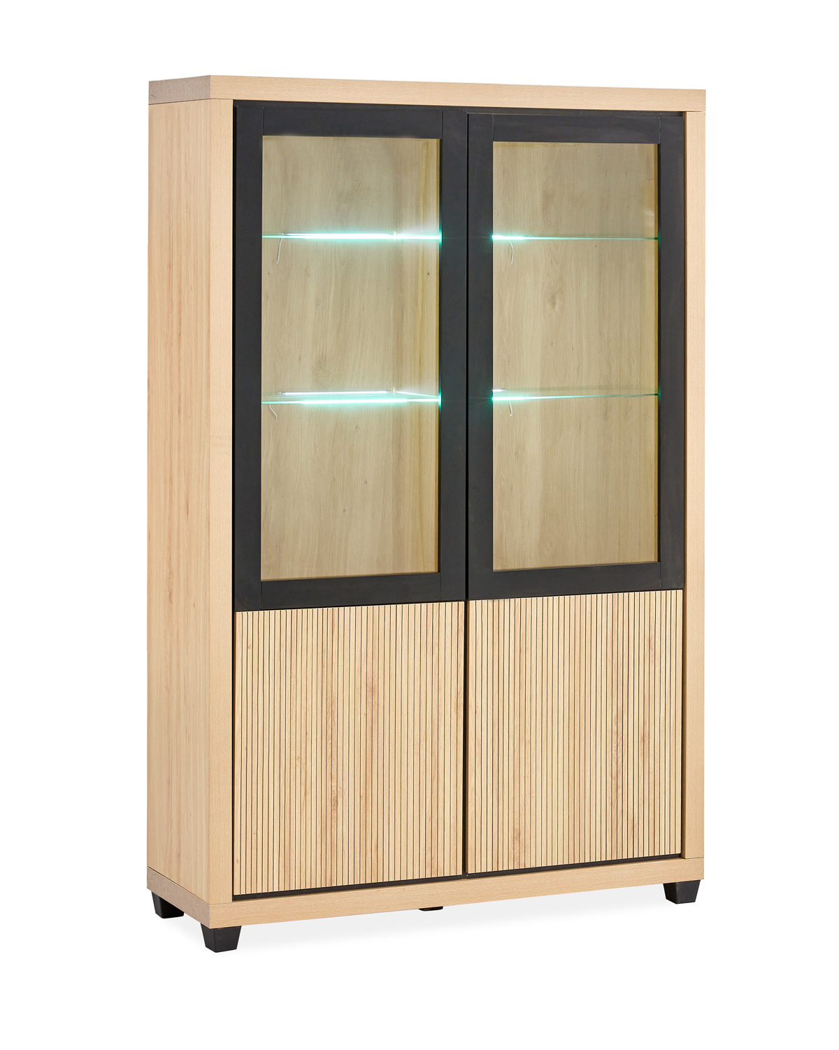 Vitrine-Nice-melamine-chene-wellington+noir-01-Alcos