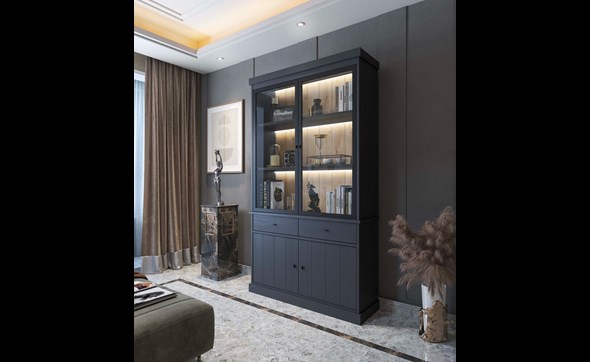 Vitrine-Valencia-melamine-black-oak-124cm-Dullaert