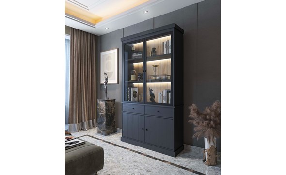 Vitrine-Valencia-melamine-black-oak-124cm-Dullaert