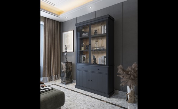 Vitrine-Valencia-melamine-black-oak-124cm-sans-led-Dullaert