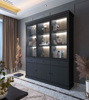 Vitrine-Valencia-melamine-black-oak-181cm-3-portes-vitrees-Dullaert