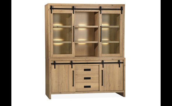 Vitrine-avec-eclairage-Cottage-lamulux-natur-180cm-Maxfurn