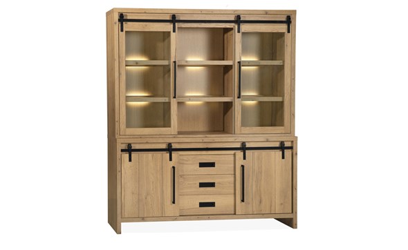 Vitrine-avec-eclairage-Cottage-lamulux-natur-180cm-Maxfurn