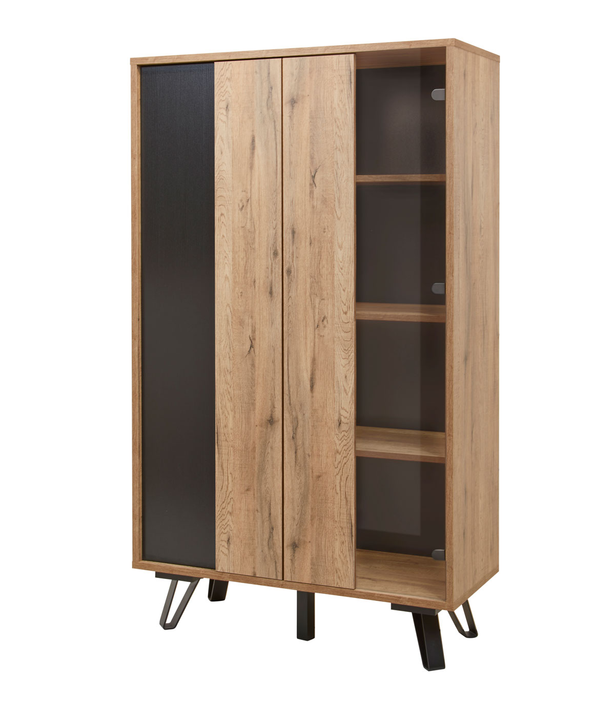Vitrine-sans-eclairage-Phenix-decor-bois-scarlet-oak-noir-101cm-GBO