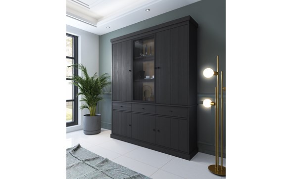 Vitrine-sans-eclairage-Valencia-melamine-black-oak-181cm-1-porte-vitree-Dullaert