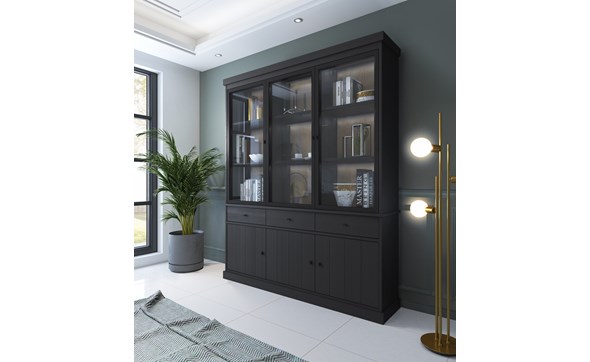 Vitrine-sans-eclairage-Valencia-melamine-black-oak-181cm-3-portes-vitrees-Dullaert