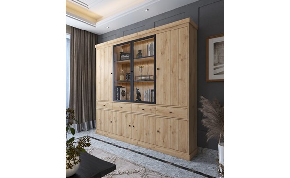 Vitrine-sans-eclairage-Valencia-melamine-smoked-oak-239cm-Dullaert