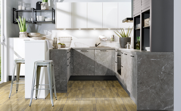 Cuisine Base Gris Blanc
